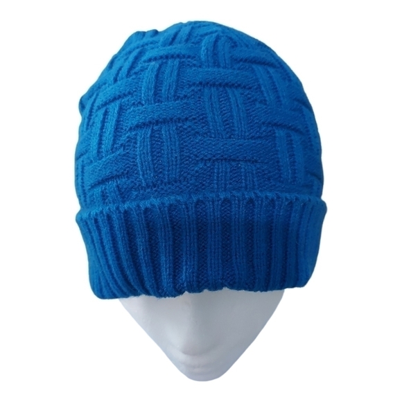 Unisex Blue Basketweave Knit Beanie Hat NWOT - Picture 4 of 6